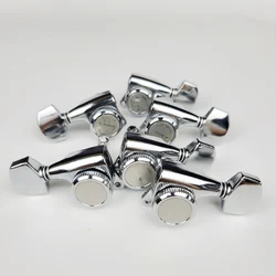 Premium Chrome Silver Guitar Locking Tuners - Set of 6, Made in Korea (4R 2L)