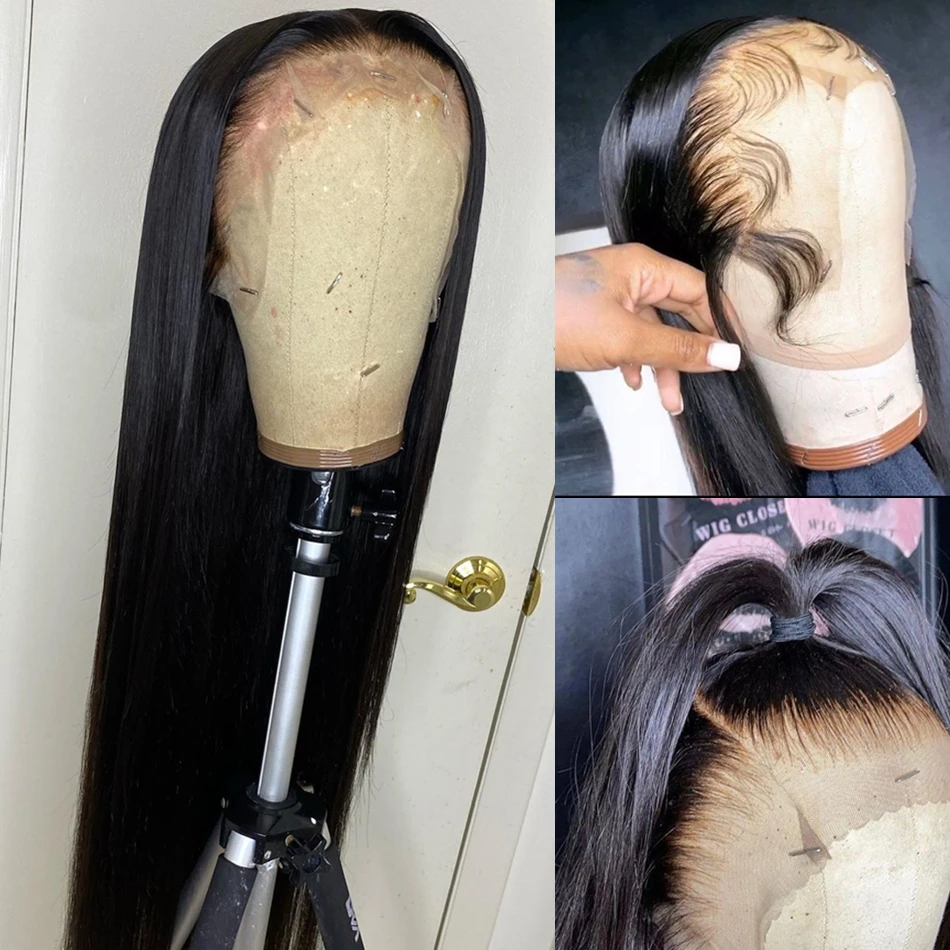 30 Inch Straight Lace Front Human Hair Wigs For Women 13x4 Hd Lace Frontal Wig Bob Full Lace Transparent Lace Wig Cap Free Gift
