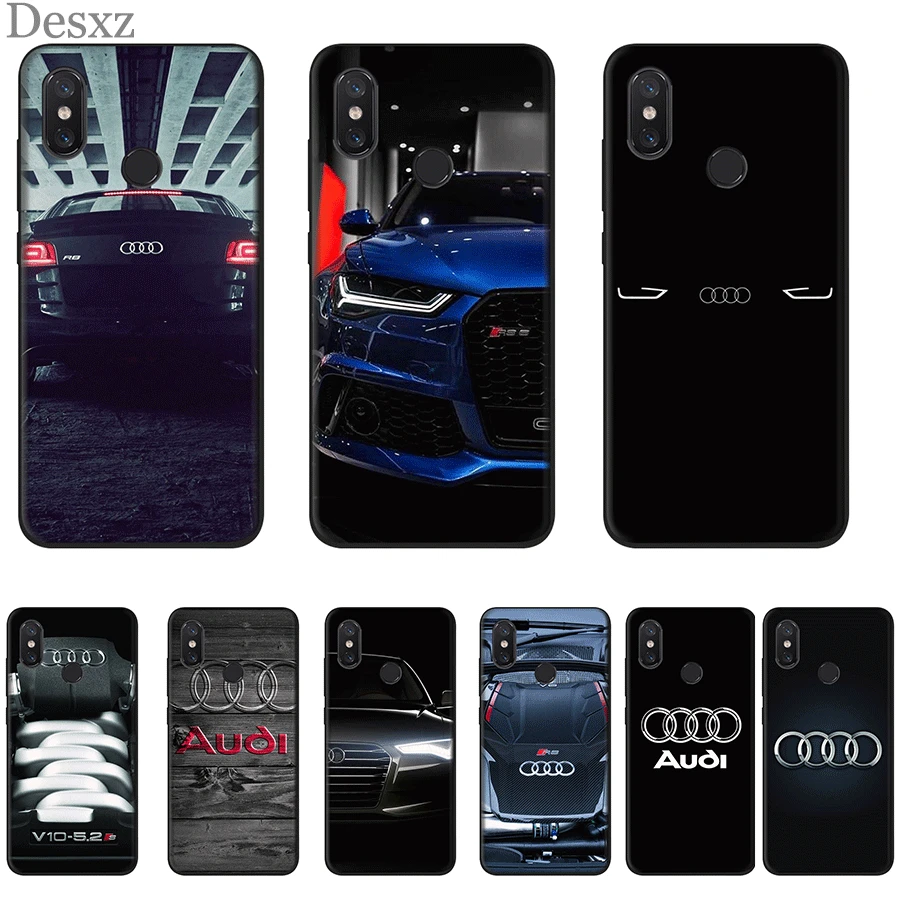 

Cell Mobile Phone Case Silicone For Xiaomi Redmi Note 4 4X 5 6 7 8 Pro 5A Prime Cover Audi Logo Bag Shell