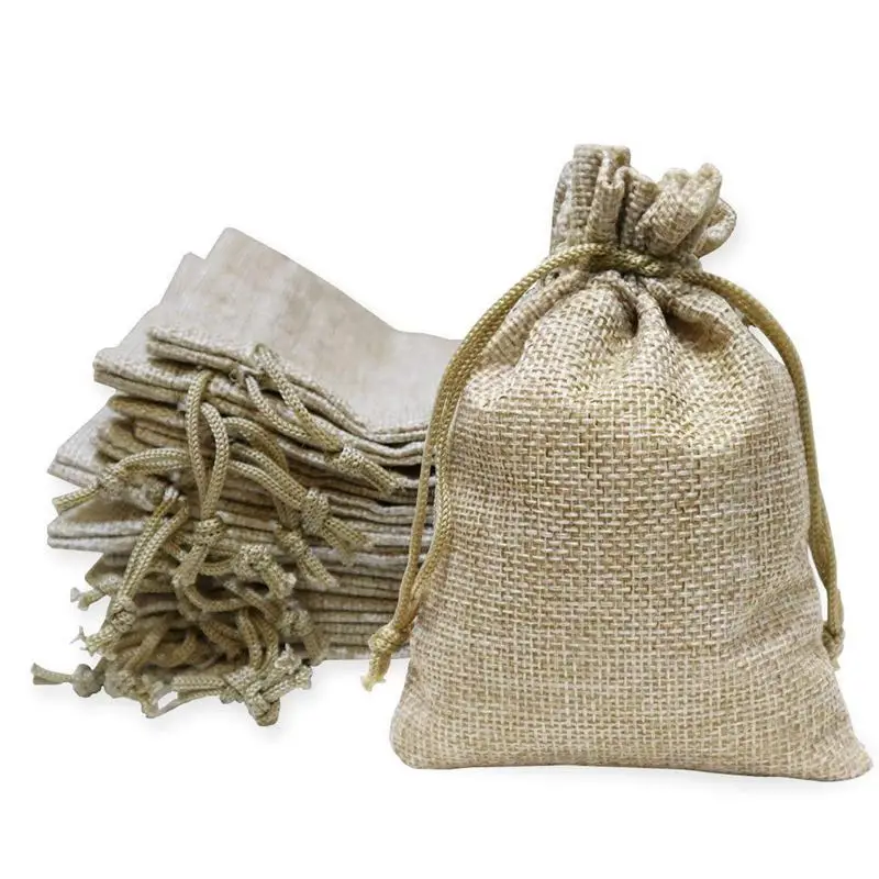 

40 Pieces Burlap Bags with Drawstring, 13cmx10cm Burlap Drawstring Gift Bag Jewelry Pouches for Wedding and Party Favors, DIY Cr