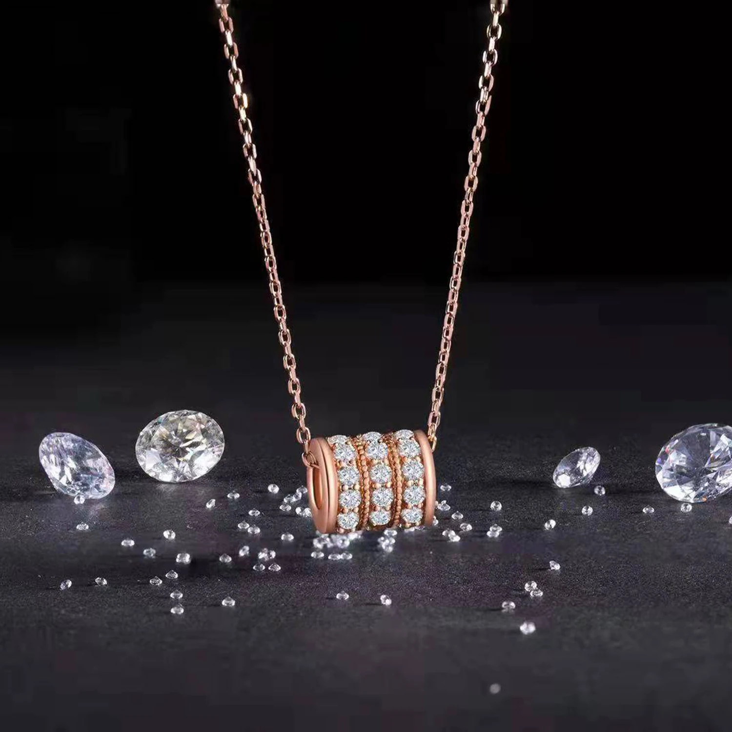 RICA FELIZ Premium Sterling Silver Small Waist Necklace Round Moissanite Pendant Jewelry For Women Wedding RicaFeliz • 2022