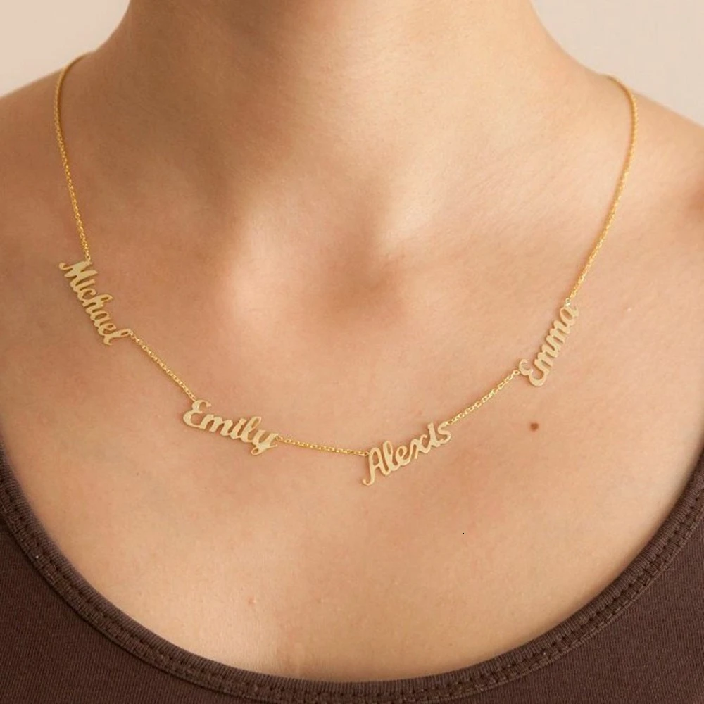 

Personalized 1-6 Name Necklace Custom Letter Neck Pendants Women Necklaces Customized Gold Nameplate Jewelry Gift for Her