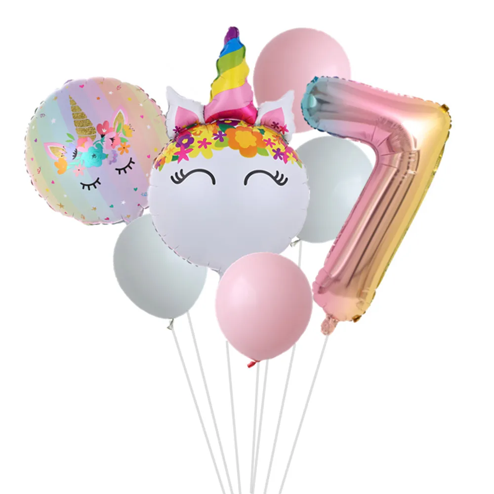 Радуга Единорог шар номер фольга Globos Для детей 1 2 3 4 лет ко дню рождения Детская
