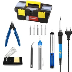 Fer à souder électrique 110V 220V 60W, Kit avec boîte à outils, équipement de soudage, outils de soudage pour réparations domestiques, température réglable 