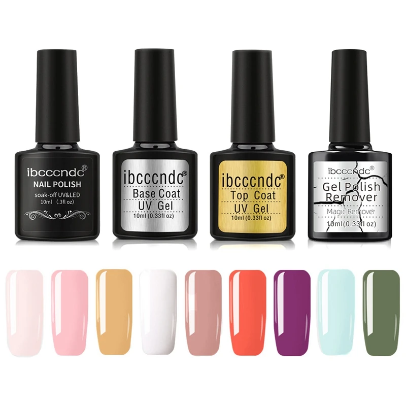 

Ibcccndc 12Pcs/Set Base Top Coat Uv Gel Nail Polish Colorful Soak Off Long Lasting Gel Lacquer Varnish Semi Permanent Gel Lak 10