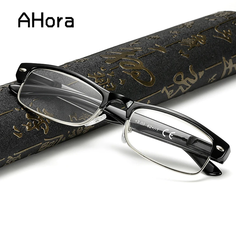 Ahora полуоправы очки для чтения мужские и женские прозрачные линзы пресбиопические очки для пожилых+ 1,0+ 1,5+ 2,0+ 2,5+ 3,0+ 3,5+ 4,0