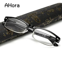 Ahora полуоправы очки для чтения мужские и женские прозрачные линзы пресбиопические очки для пожилых+ 1,0+ 1,5+ 2,0+ 2,5+ 3,0+ 3,5+ 4,0