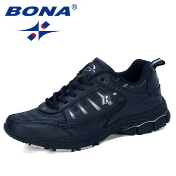 

BONA 2019 New Designer Outdoor Men Running Shoes Cow Split Jogging Walking Sports Shoes Lace-Up Athietic Sneakers Man Trendy