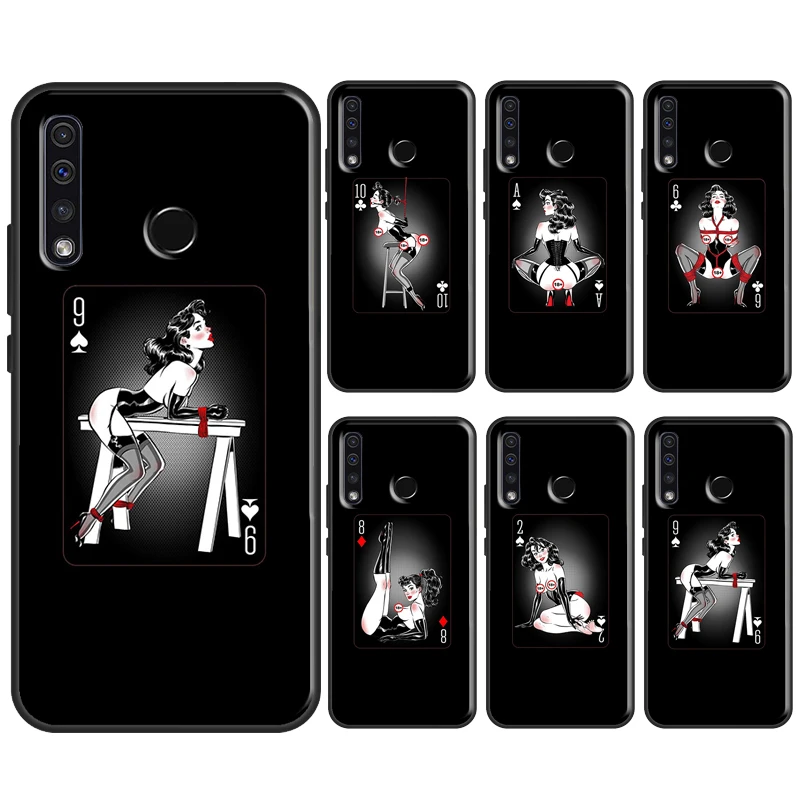 Sexy girl Poker Playing Cards Soft Cover For Honor 9X 8X 7X 10i 7A 4C 6C 20 Pro 7C 8A 9A 7S 8S 9S 8 9 10X 10 Lite Case | Аксессуары для
