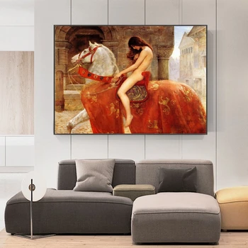 

Lady Godiva by John Collie Nude Woman Canvas Painting Posters and Prints Scandinavian Wall Pop Art Picture for living Room Decor