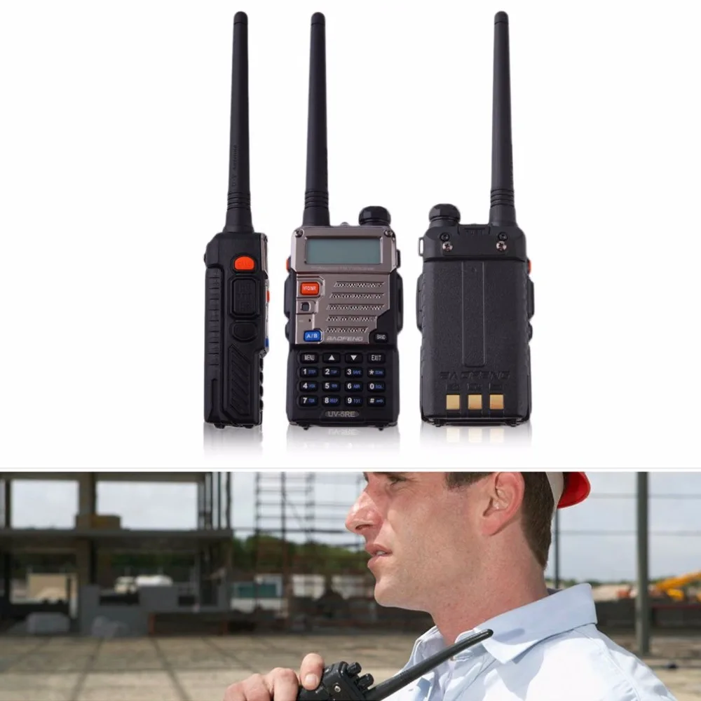 Baofeng BF-UV-5RE ЖК-дисплей батарея для рации Saver 5 Вт 128CH FM VOX DTMF двухстороннее радио США адаптер ЕС вилка с антенной