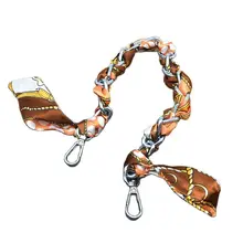 Silk Scarf Ribbon Handbag Accessories Chain Fashion Scarf Metal Chain Handle Bag Decor Bow Multifunction Ribbon Handbag Strap