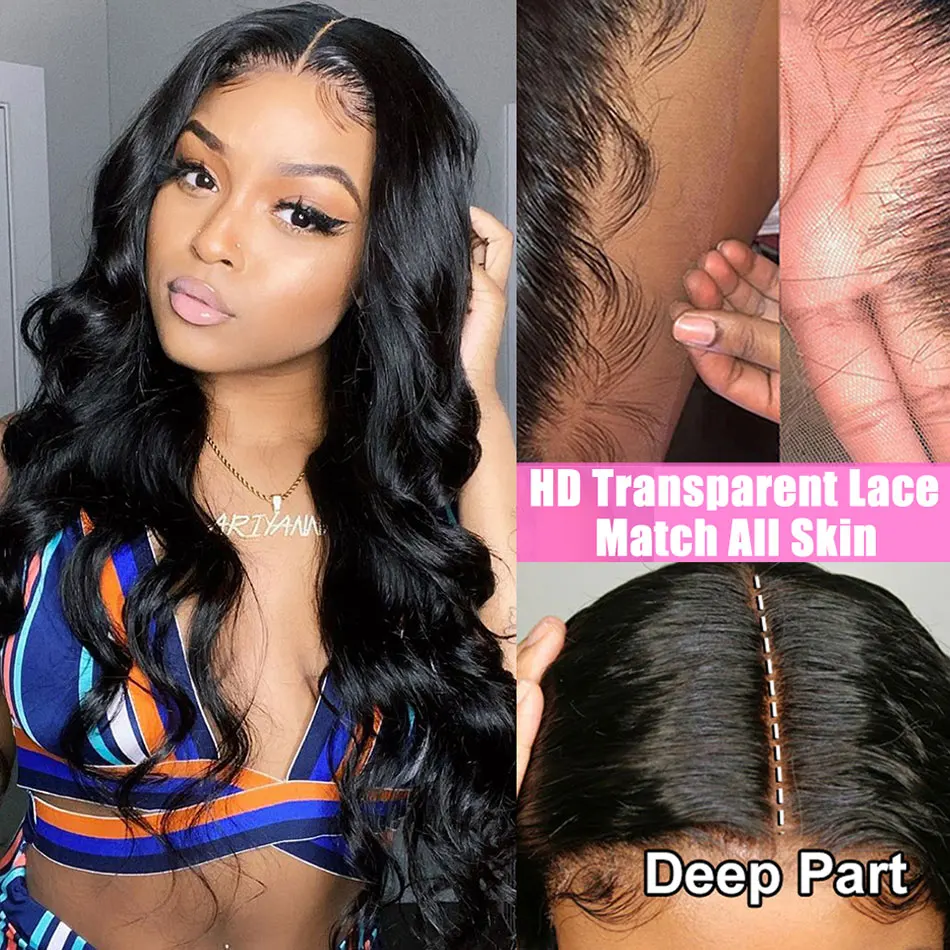 Body Wave Wig Lace Front Human Hair Wigs For Women 30 Inch Transparent Lace Frontal Wig Human Hair Wavy Brazilian Lace Front Wig