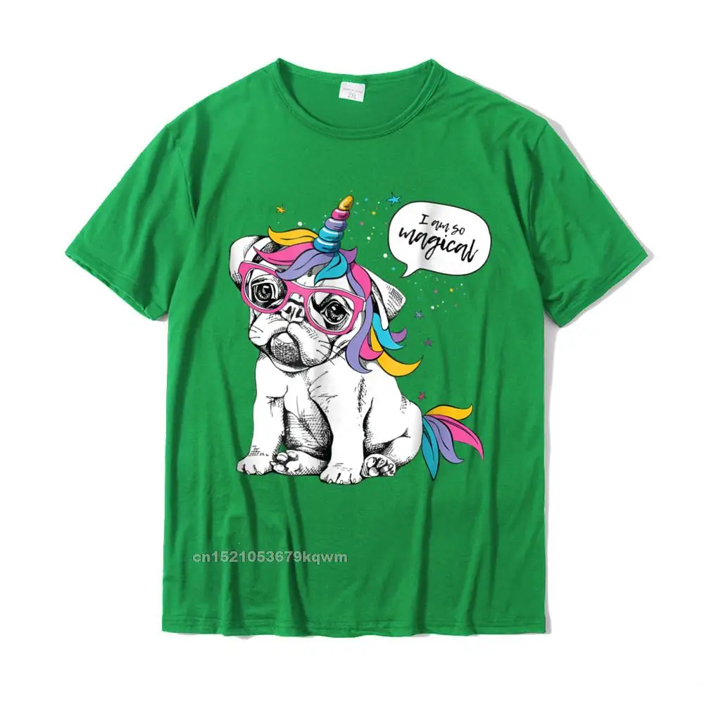 Printed T-Shirt Funky Short Sleeve Geek Cotton Fabric Round Collar Men T Shirt Classic Tops Shirts Summer Drop Shipping Adorable Dog wearing unicorn costume saying quot Im magical quot __4464 green