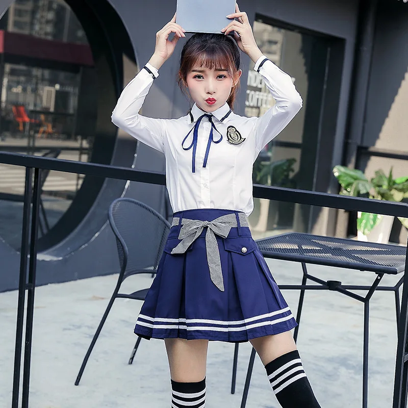 

[Ten for] in Students Spring And Autumn School Uniform Korean-style College Style Cotton Shirt Set Batch