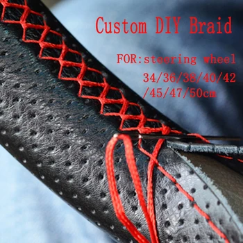 

Car Steering Wheel DIY Knitting Hand-stitched Cowhide Handlebar Cover with Needle and Thread Breathable and Wear-resistant
