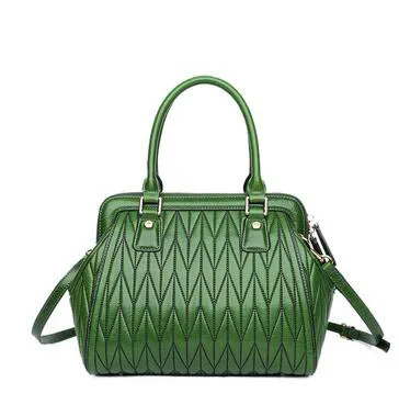 green Женские сумки из натуральной кожи; Новинка года; Модные Винтажные Сумки из воловьей кожи; объемные пельменты; упаковка - Цвет: green