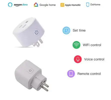 HomeKit/Dohome Smart Wifi Plug US/EU розетка переключатель работает с Apple Home APP Alexa/Google Assistant таймер