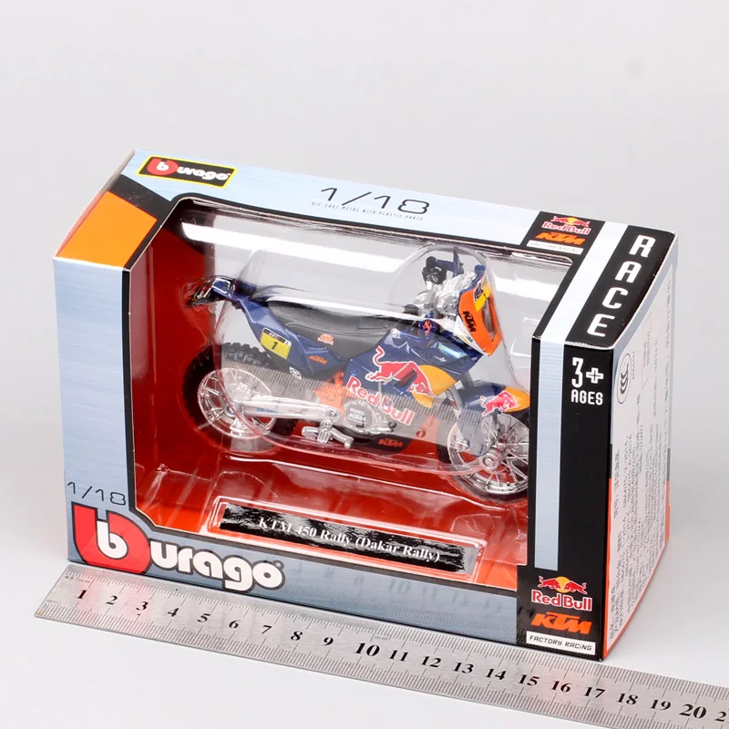 1/18 весы Bburago KTM 450 Rally 2013 rider № 1 макро напитка red bull от производителя гоночных Мотокросс Мотоцикл игрушечные машинки модели