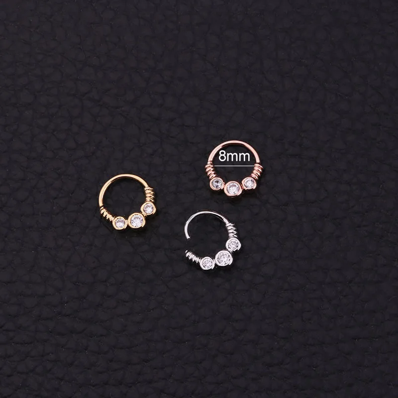 Горячая Распродажа, ювелирные изделия для пирсинга, медные микро циркониевые кольца для носа, стильные серьги для ушей, носовая перегородка, кольцо для носа