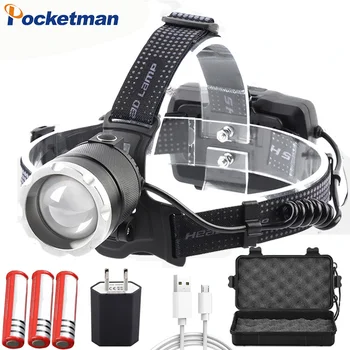 

XHP90.2 Most Powerful Led Headlamp Built Cooling Fun Headlight Lamp Head Comping Flashlight Torch Zoom 18650 Rchargeable Battery