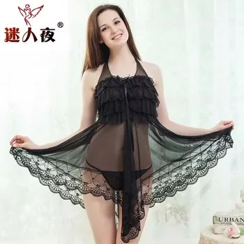 

Women's Comfortable Transparent Lace Sexy Strapped Dress Sexy Pajamas Suit 8242