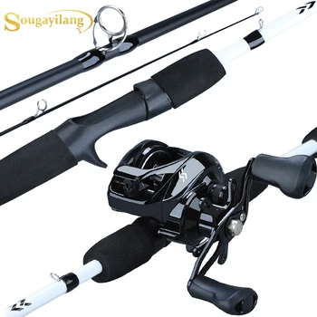 

Sougayilang New Fishing Rod Reel Combo 1.75m 3 Section Carbon Fishing Rod and 12+1BB Baitcasting Reel Fishing Tackle Set