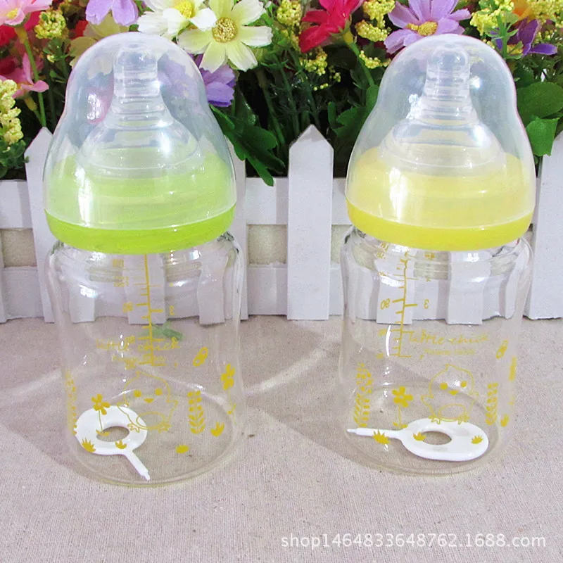 

Chick Cady Infants Glass Wide Aperture Feeding Bottle Baby Cross Hole Model Real Milk Sense Pacifier Kd1035