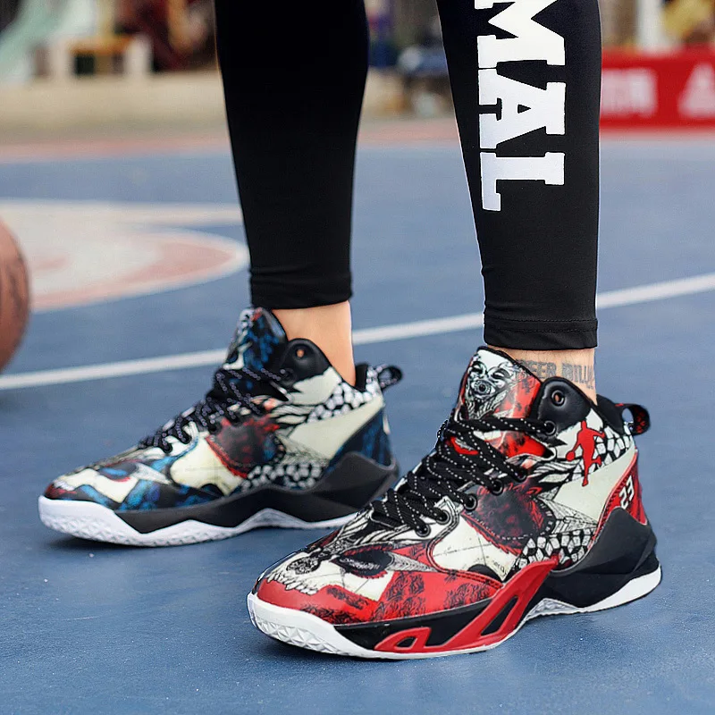 Black Red Высокие баскетбольные кроссовки Jordan мужские уличные кроссовки женские износостойкие кроссовки амортизирующие дышащие спортивные кроссовки унисекс - Цвет: Black Red