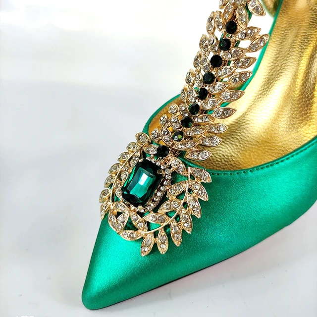 Buy Cheap2021 Lastest Noble And Elegangt Fashionable Special Style Ladies Shoes And Bag Set in Green Color for Party And Wedding.