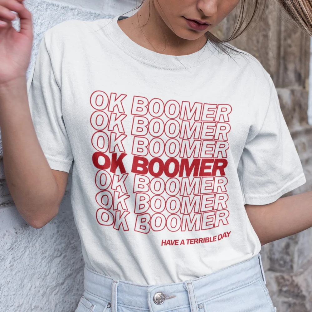 Women's T shirts OK Boomer Print Short 