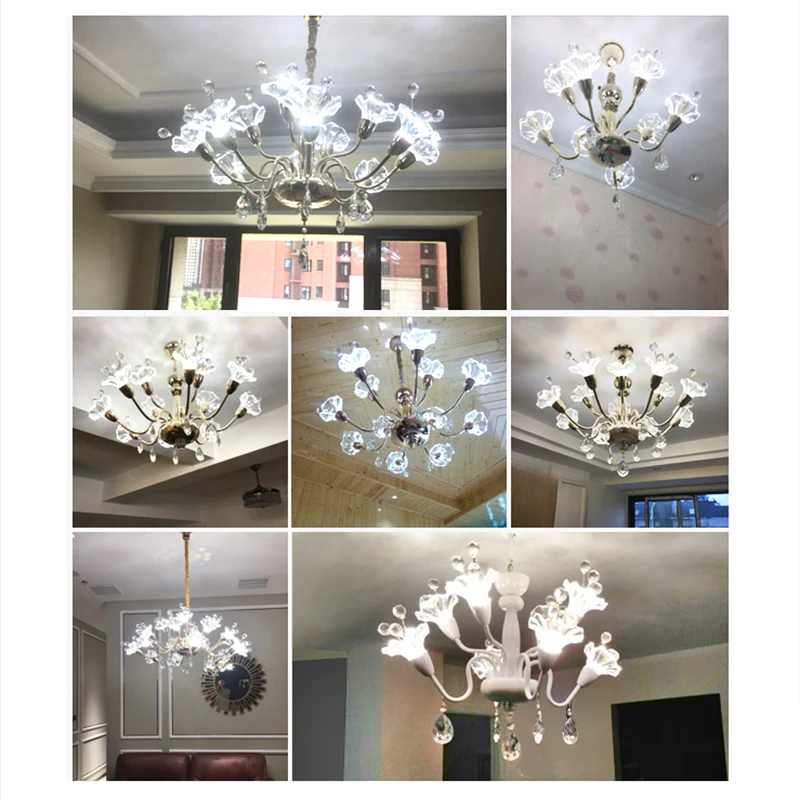 Modern Chandelier Minimalist Dimming LED Chandelier Glass Flowerl Living Room Bedroom Minimalist Restaurant Bar Home Lighting