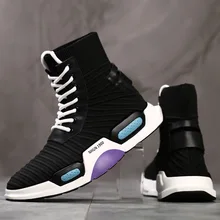 Роскошные брендовые уличные Танцевальные Кроссовки в стиле хип-хоп; тканая обувь с высоким берцем; мужские Ботильоны; Zapatillas Deportivas Hombre