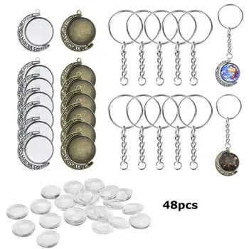 

Moon Rotation Double Side Round Blank Bezel Pendant Trays Photo Jewelry Making