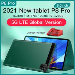 8.0 polegada tablet android 10.0 almofada 6gb ram 128gb rom tablet android octa núcleo mtk6797 comprimidos 5g tablette gps wifi tablet pc