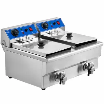 

20L Electric Countertop Deep Fryer Commercial Basket French Fry Restaurant Double Tank Commercial Basket chicken