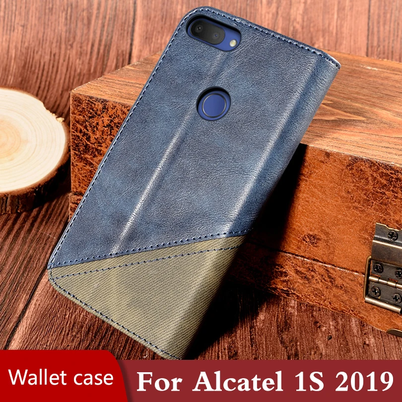 Флип чехол для Alcatel 1S 2019 Кожаная Обложка книг противоударный Магнитный телефона