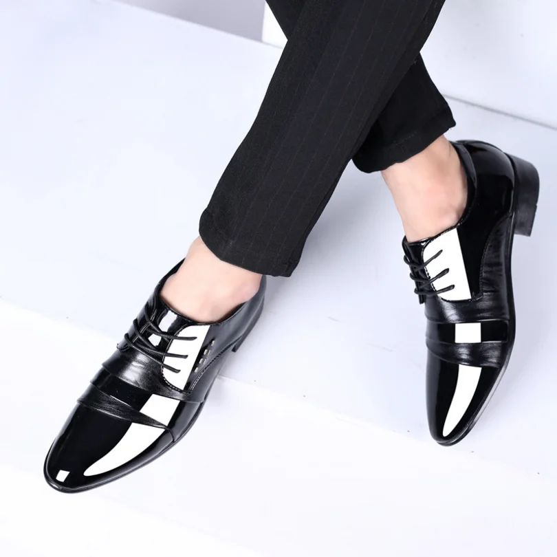 Men's Business Dress Leather Shoes Men Pointed Lace Up Casual Shoes Big Size 38-48 Oxford Shoes Men Suit Wedding Shoes Men New Men's Business Dress Leather Shoes Men Pointed Lace Up Casual Shoes Big Size 38-48 Oxford Shoes Men Suit Wedding Shoes Men New
