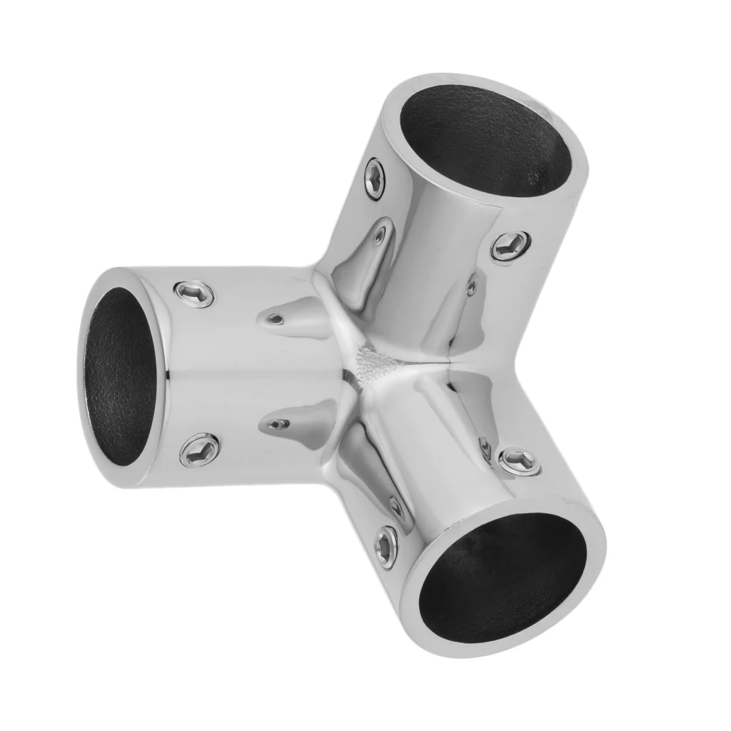 Mirror Polished 316 Stainless Steel Marine Boat Hand Rail Fitting 3 Way Corner Elbow Hardware for 1'' 25mm Tubing/Pipe