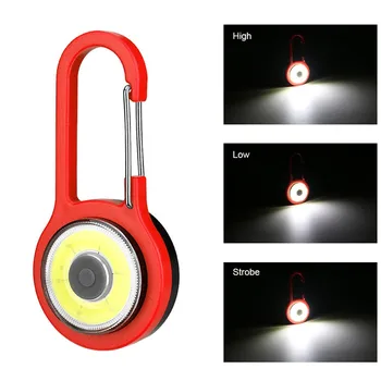 

Portable Super Mini Light COB FlashLight Key Ring Keychain Lamp Signal Light 3 Lighting Modes Night Led Warning Lights Carabiner