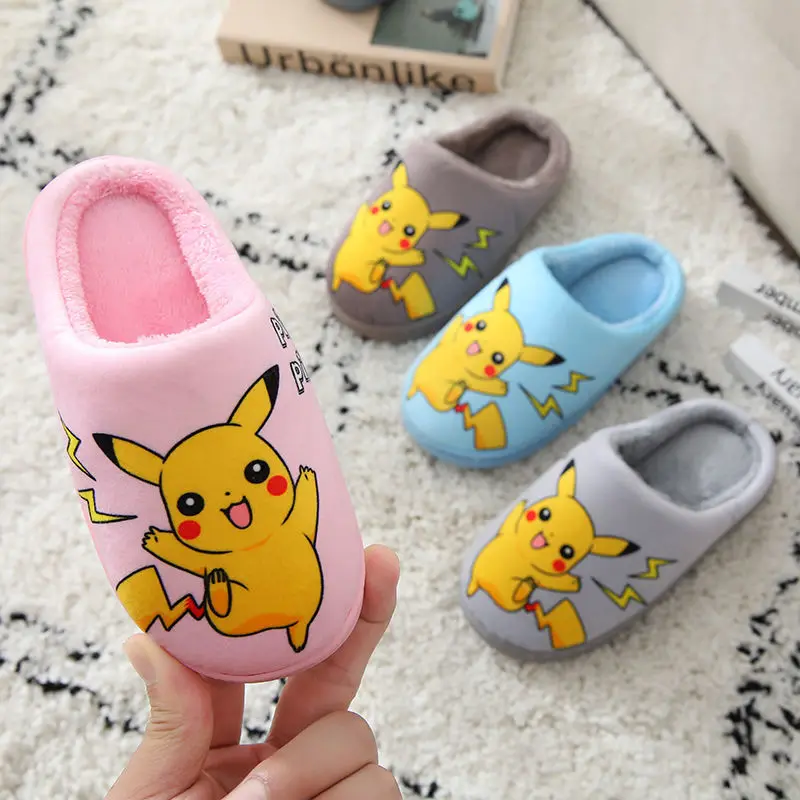 children's shoes for adults Pokemon Shoes Pikachu Slippers for Girls Warm House Wear Kids Baby Fur  Indoor  Fluffy Boys Cute Cartoon Children Slipper best children's shoes