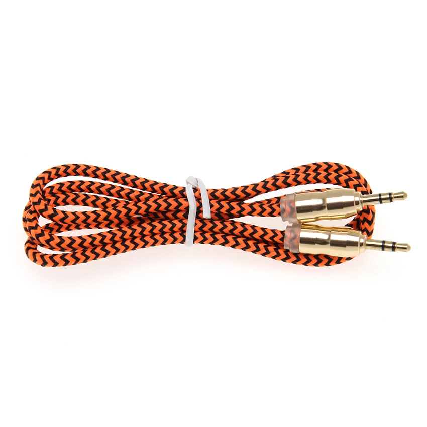 Nylon Braided Audio Cable Jack 3 5 Mm Male To Male Cloth Audio Aux Cable for IPhone Car Headphone Speaker Wire Line 50pcs lot