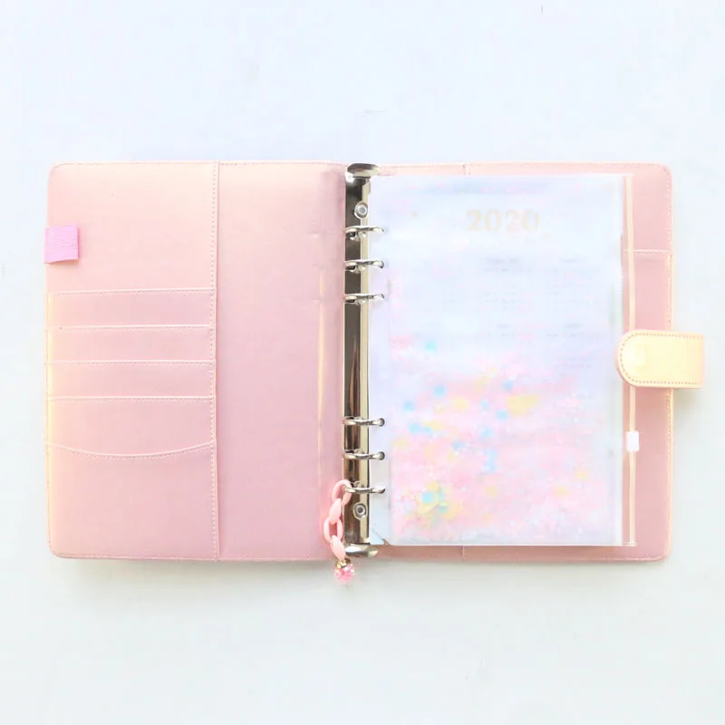pink1 set Новинка macaron офисные школьные спиральные блокноты канцелярские товары, милая Личная папка еженедельник органайзер, розовое золото, A5A6 - Цвет: pink1 set