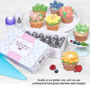 

49PCS Cream Cake Russian Nozzles Leaves Stainless Steel Icing Piping Tips Set Coupler Cupcake Decorating Baking Tools