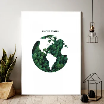 

America Poster Map Canvas Poster Home Wall Decor (No Frame)