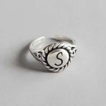 

Real 925 Sterling Silver Letter S Ring For Fashion Women Trendy Fine Jewelry 2020 Minimalist Accessories Gift