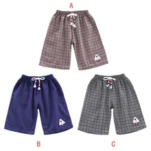 Шорты для мальчиков, брюки, клетчатые хлопковые шорты для маленьких мальчиков, летние детские клетчатые повседневные шорты с цветочным принтом для мальчиков, одежда