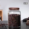 Large Capacity Transparent Sealed Jar with Lid, Kitchen Organizer Containers, Wood Cover, Coffee Bean Storage Jar 3
