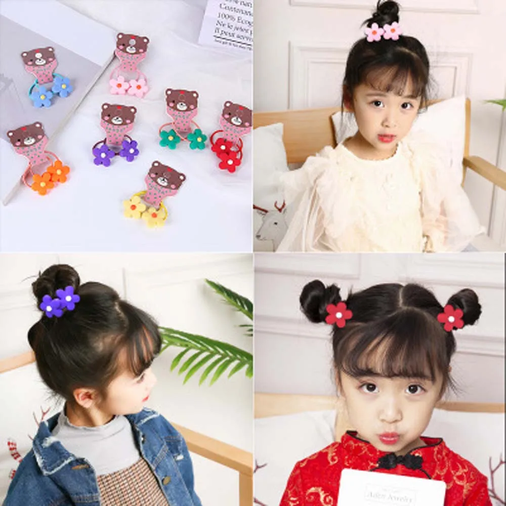 2pcs/Set Mini Flower Small Hair Ropes Circle Baby Size Rings Chirp Rubber Bands Cute Simple Fashion Princess Headwear | Детская одежда