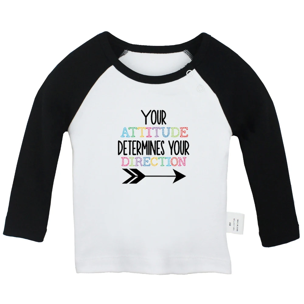 Your Attitude Determines Direction Design Newborn Baby Boys Girls T-shirts Toddler Printing Graphic Long sleeve Tee Tops | Детская